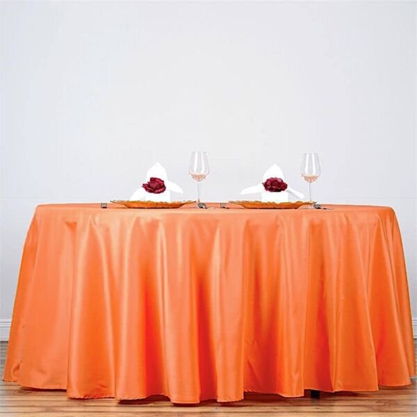 Orange 132" Round Polyester Tablecloth High Quality Home Wedding Party Supplies