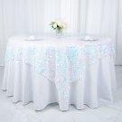 Iridescent Blue Big Payette Sequin 72X72" Table Overlay Home Wedding Party Supplies