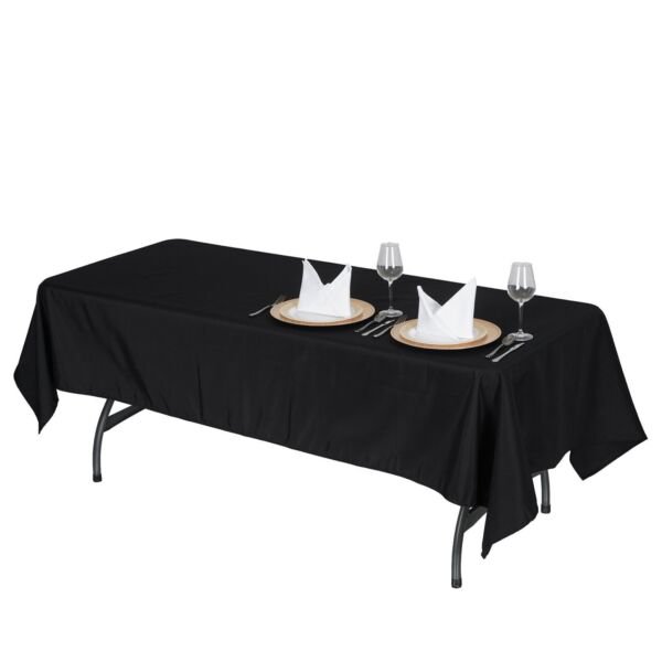 60X126" Black Premium Rectangle Polyester Tablecloth Restaurant Linens Home Wedding Party Supplies