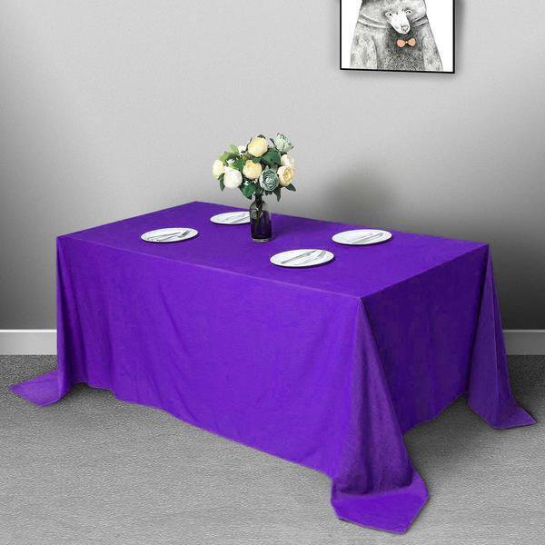 Purple Polyester 90X132" Rectangle Tablecloths Linens Home Wedding Party Supplies