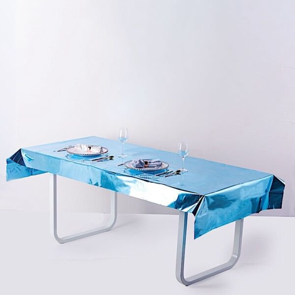 Turquoise 40X90" Rectangular Metallic Disposable Plastic Tablecloth Home Wedding Party Supplies