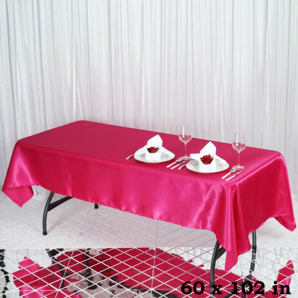 Fuchsia 60X102" Rectangle Satin Tablecloth Linens Home Wedding Party Supplies