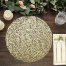 Gold 10 Round 13" Metallic Sequined Polyester Mesh Table Placemats Decorations
