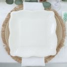25 White 11" Square Paper Dessert Dinner Plates Scroll Rim Decorations