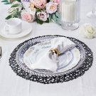 6 Black 15" Wide Round Vinyl String Placemats Wedding Decorations