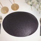 6 Black 12" Oval Glittered Faux Leather Placemats Wedding Decorations