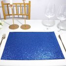 6 Royal Blue 16" Rectangle Glittered Faux Leather Placemats Decorations