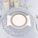 6 Silver 15" Wide Round Metallic String Placemats Wedding Light Gray Decorations