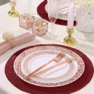 6 Burgundy 13" Round Glittered Faux Leather Placemats Wedding Decorations