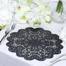 6 Black 15" Wide Flower Lace Doily Round Vinyl Placemats Wedding Decorations