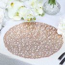 6 Rose Gold 15" Wide Round Vinyl String Placemats Wedding Decorations