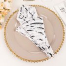 20" X 20" White Black Tulle Net Fabric Napkin Wavy Embroidered Sequins Decorations