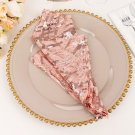 20" X 20" Blush Tulle Net Fabric Napkin Wavy Embroidered Sequins Decorations