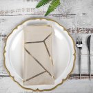 5 Beige Gold 20" Polyester Napkins Geometric Pattern Decorations