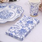 20 White Blue Floral 2 Ply Paper Disposable Dinner Napkins Decorations