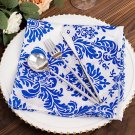 25 Pcs Royal Blue White 20X20" Flocking Table Napkins Wedding Kitchen Decorations