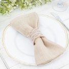 6 Natural White Rustic Jute Lace Fabric Napkin Rings Decorations