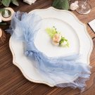 5 Dusty Blue Sheer Crinkled Organza Decorative Table Dinner Napkins Decorations