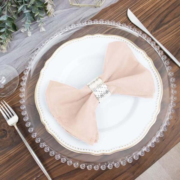 25 Pcs Blush Polyester 17X17" Table Napkins Wedding Kitchen Linens Decorations