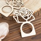 10 Natural Laser Cut Rose Wood Napkin Rings Decorations