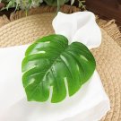 4 Green Natural Plastic Tropical Monstera Leaf Napkin Rings Decorations