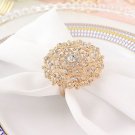 4 Gold Metal Flower Napkin Rings Rhinestones Decorations