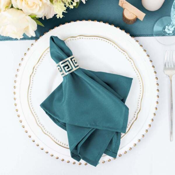25 Pcs Peacock Teal Polyester 17X17" Table Napkins Wedding Kitchen Linens Decorations