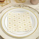 20 White Gold 13X13" Metallic Geometric Paper Napkins Wedding Decorations