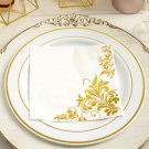 20 White Gold 13X13" Metallic Floral Paper Napkins Wedding Decorations