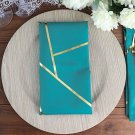 5 Teal Gold 20" Polyester Napkins Geometric Pattern Decorations