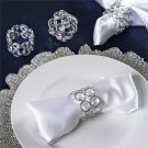 20 Pcs Silver Faux Crystal Napkin Rings Light Gray Dinner Decorations