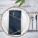 5 Navy Blue Gold 20" Polyester Napkins Geometric Pattern Decorations