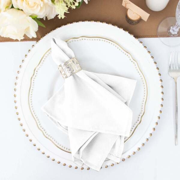 25 Pcs White Polyester 17X17" Table Napkins Wedding Kitchen Linens Decorations