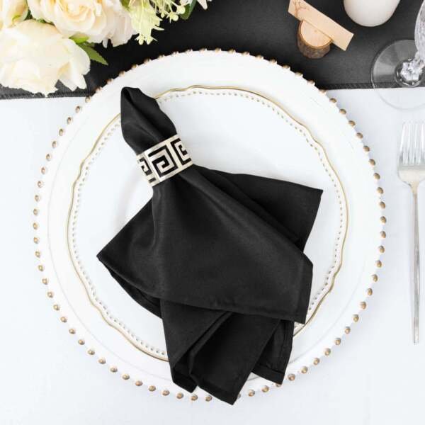 25 Pcs Black Polyester 17X17" Table Napkins Wedding Kitchen Linens Decorations
