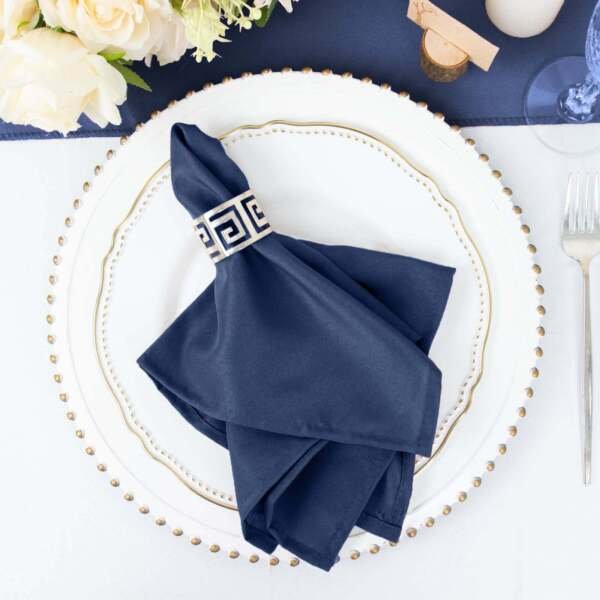 25 Pcs Navy Blue Polyester 17X17" Table Napkins Wedding Kitchen Linens Decorations