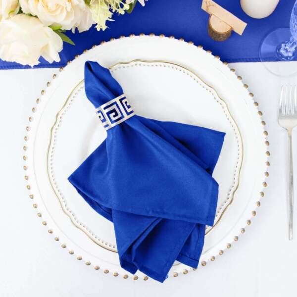 25 Pcs Royal Blue Polyester 17X17" Table Napkins Wedding Kitchen Linens Decorations