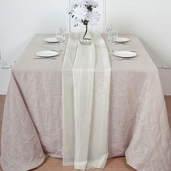 Ivory 72" Premium Chiffon Table Top Runner Wedding Linen Decorations
