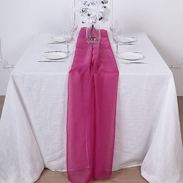 Fuchsia 72" Premium Chiffon Table Top Runner Wedding Decorations