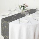 Charcoal Gray Gold 12"X108" Geometric Polyester Table Runner Wedding Decorations