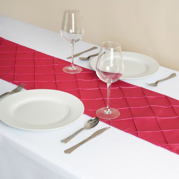 Fuchsia Pintuck Taffeta 12X108" Table Runner Wedding Decorations