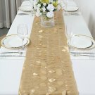 12"X108" Champagne Taffeta Table Runner 3D Leaves Petals Decorations