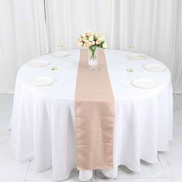 Nude Polyester 12X108" Table Runner Wedding Kitchen Linens Dinner Decorations
