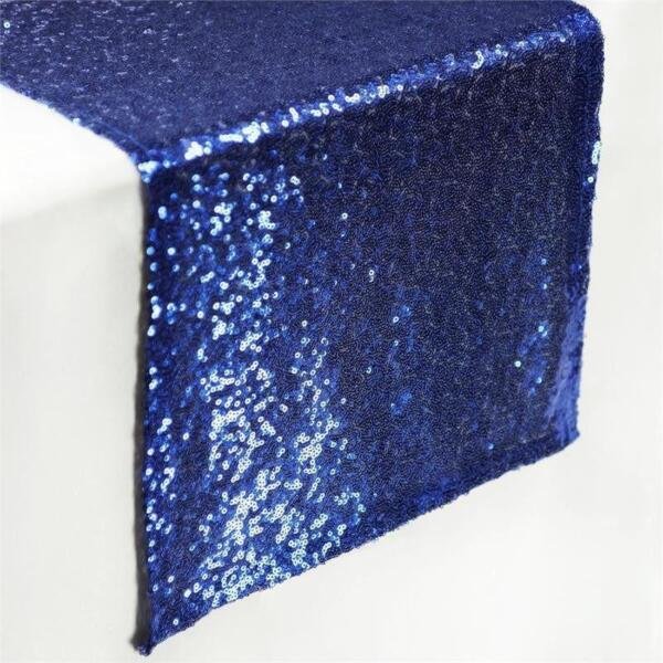 12"X108" Navy Blue Sequin Table Runner Wedding Linens Decorations