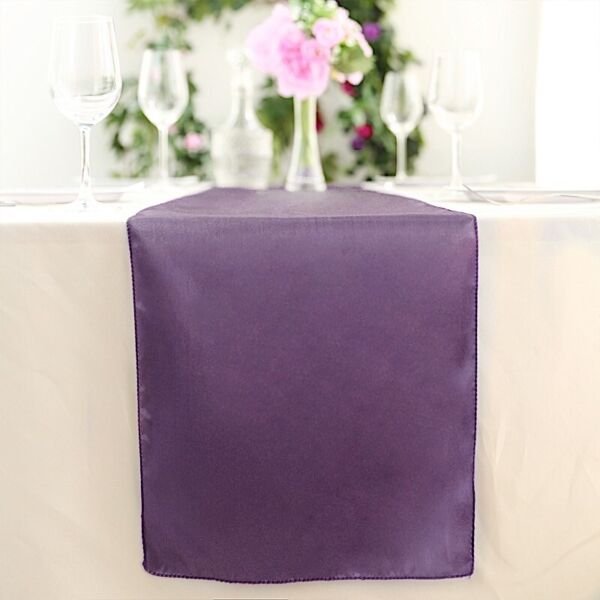 Amethyst Satin 12X108" Table Runner Wedding Dinner Decorations