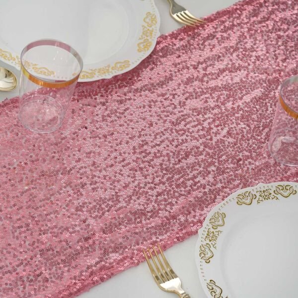 12"X108" Pink Sequin Table Runner Wedding Linens Decorations