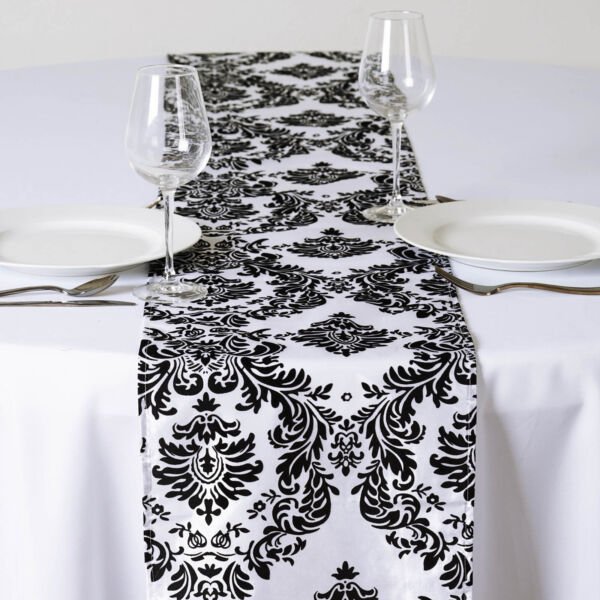 5 Pcs Flocking Table Runners 12X108" Wedding Linens Decorations