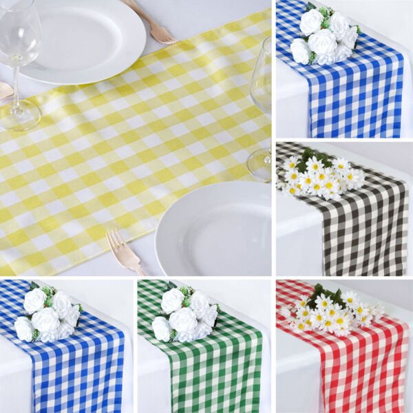 12 Buffalo Plaid Gingham Polyester Table Runners 14X108" Wedding Decorations