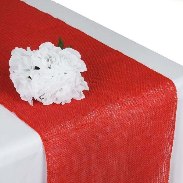 Red Burlap Table Runner 14X108" Rustic Primitive Wedding Linens Decorations