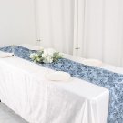 Dusty Blue 14X108" Ribbon Roses Table Runner Fancy Wedding Linens Decorations