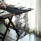 Black 15" X 117" Premium Lace Table Runner Scalloped Edges Decorations